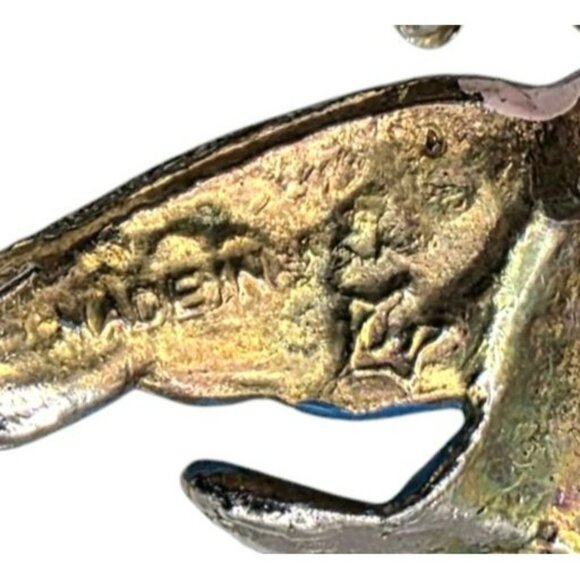 Vintage Fred Gray Blue Bird Brooch Nest Baby Birds Rhinestone Gold-Tone Pin USA - Picture 4 of 14